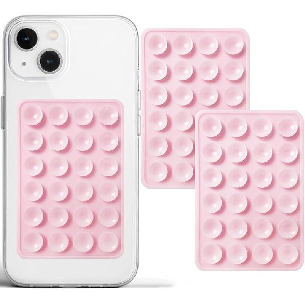 Anteel 2 Pack Silicone Suction Phone Case Adhesive Mount, Strong Grip Holder for Selfies and Videos, Hands-Free Sticky Phone Grip for iPhone and