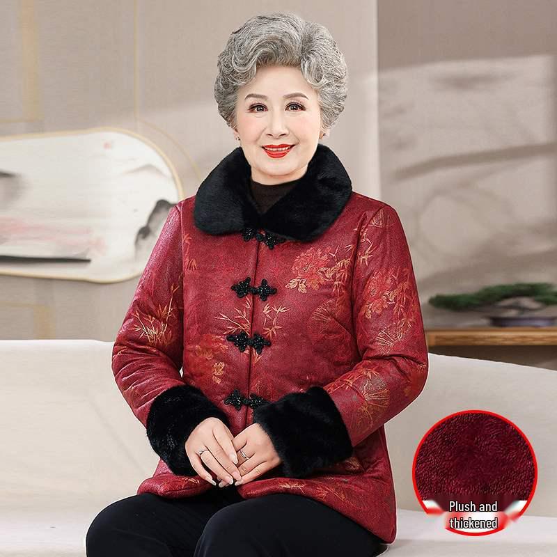 

Fleece-Lined Cotton Jacket for Seniors: Cozy Winter Wear for Middle-Aged and Elderly Women 2XL [100-115 lbs]