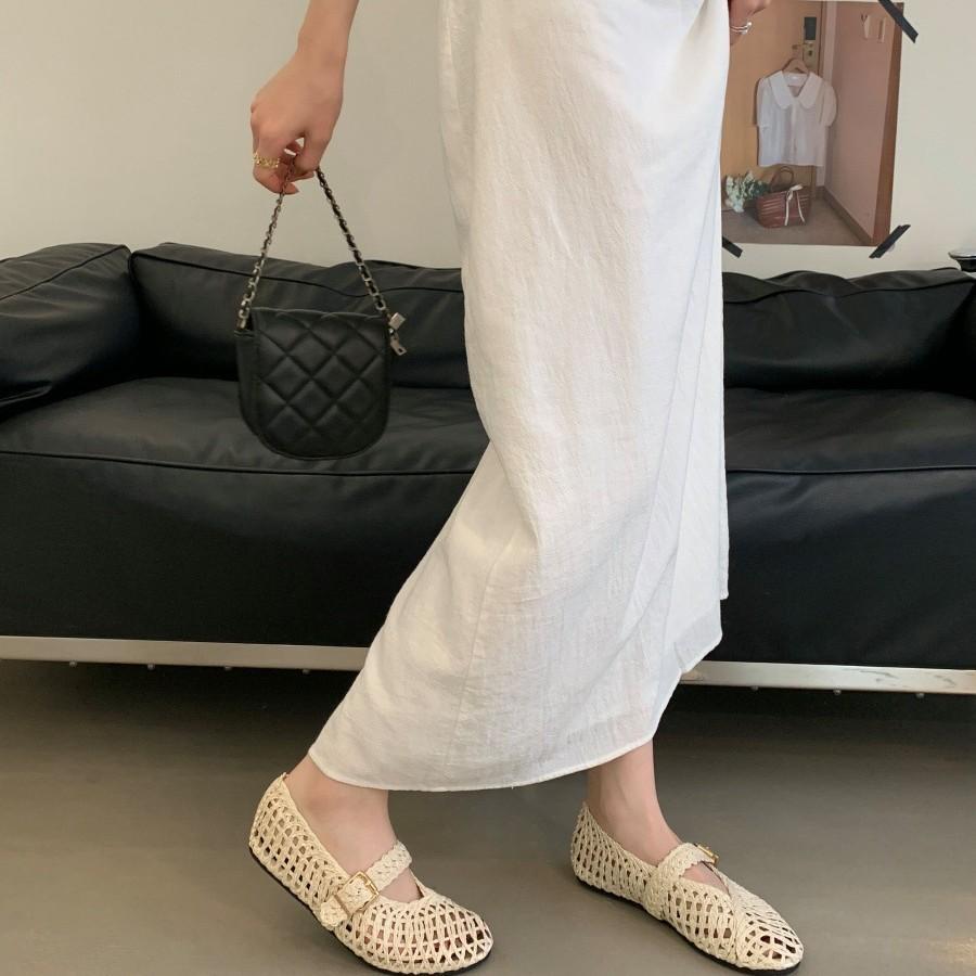 Spot~ Spring and summer new woven hollow Mary Jane ballet shoes fashionable versatile shallow mouth flat sole shoes women