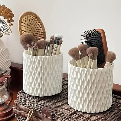 Desktop 360 Rotating Cosmetic Storage Box Makeup Case Skin Care Products Organizer Case Plastic Makeup Brush Organizer Container