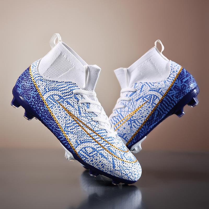 Genuine football shoes men's high-top long nails adult boys student broken nails artificial grass training football shoes women