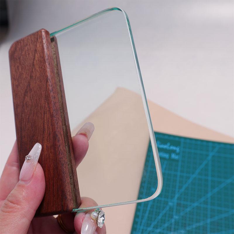 Sheng Yi Chuang Walnut Wood Glass Scraper: 8MM Tempered Glass, Handmade DIY Leather Glue Tool