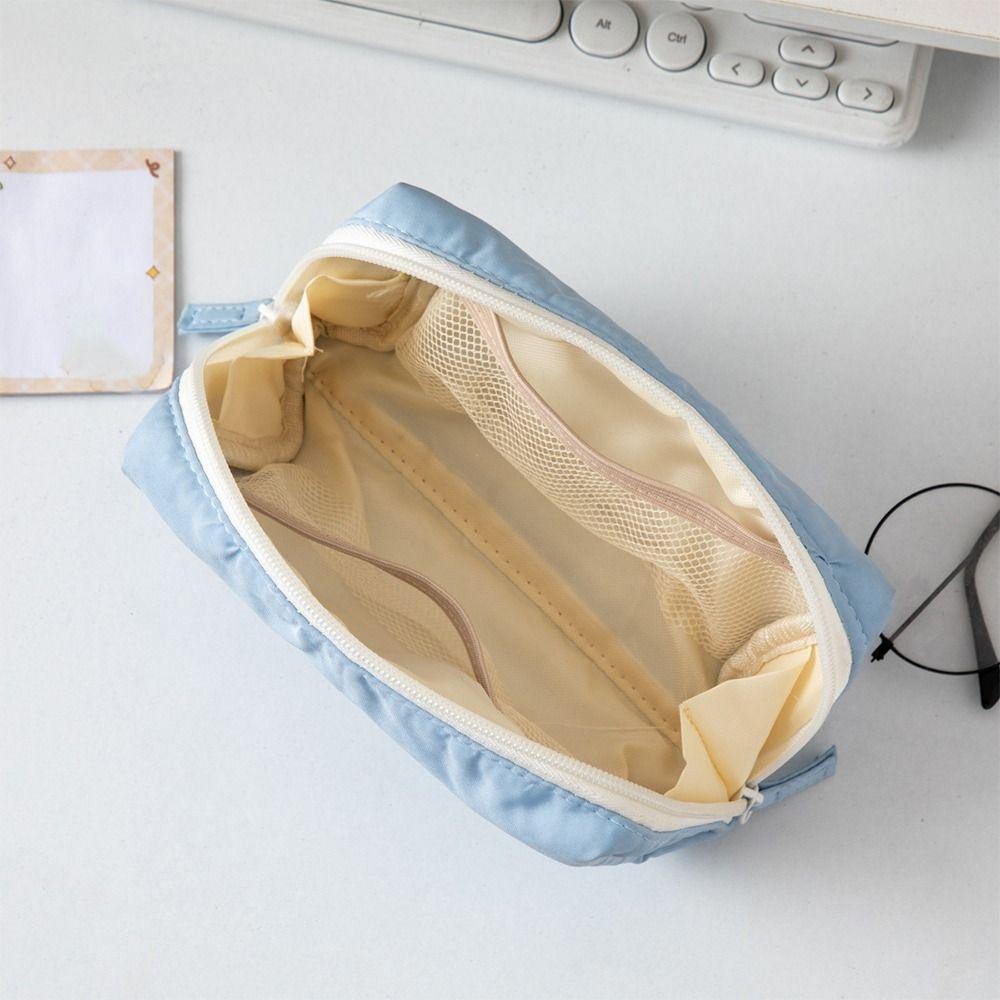 Multi-functional Solid Color Pen Bag Soft Touch Large Capacity Pencil Case Portable Pen Pouch Students Gift