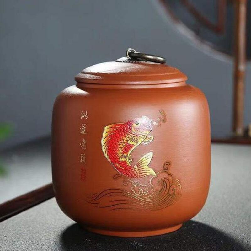 Китайский стиль Пурпурная глина Чайница Герметичное хранение Чайный горшок Чайная коробка Кофейная емкость для специй Кухонная посуда Керамические изделия