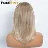 FREEDOM Synthetic Straight Layered Lace Wigs For Women 13X3 Free Part Lace Front Wig Pre Plucked Ombre Brown Blonde Lace Wig