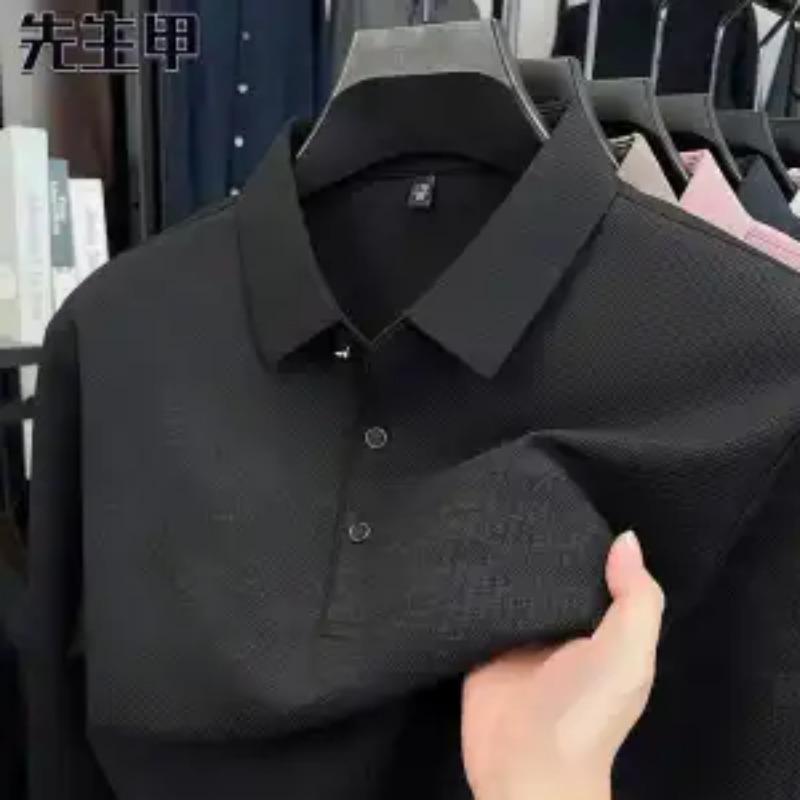 

Mens Casual Solid Color Short Sleeve Polo Shirt M чёрный