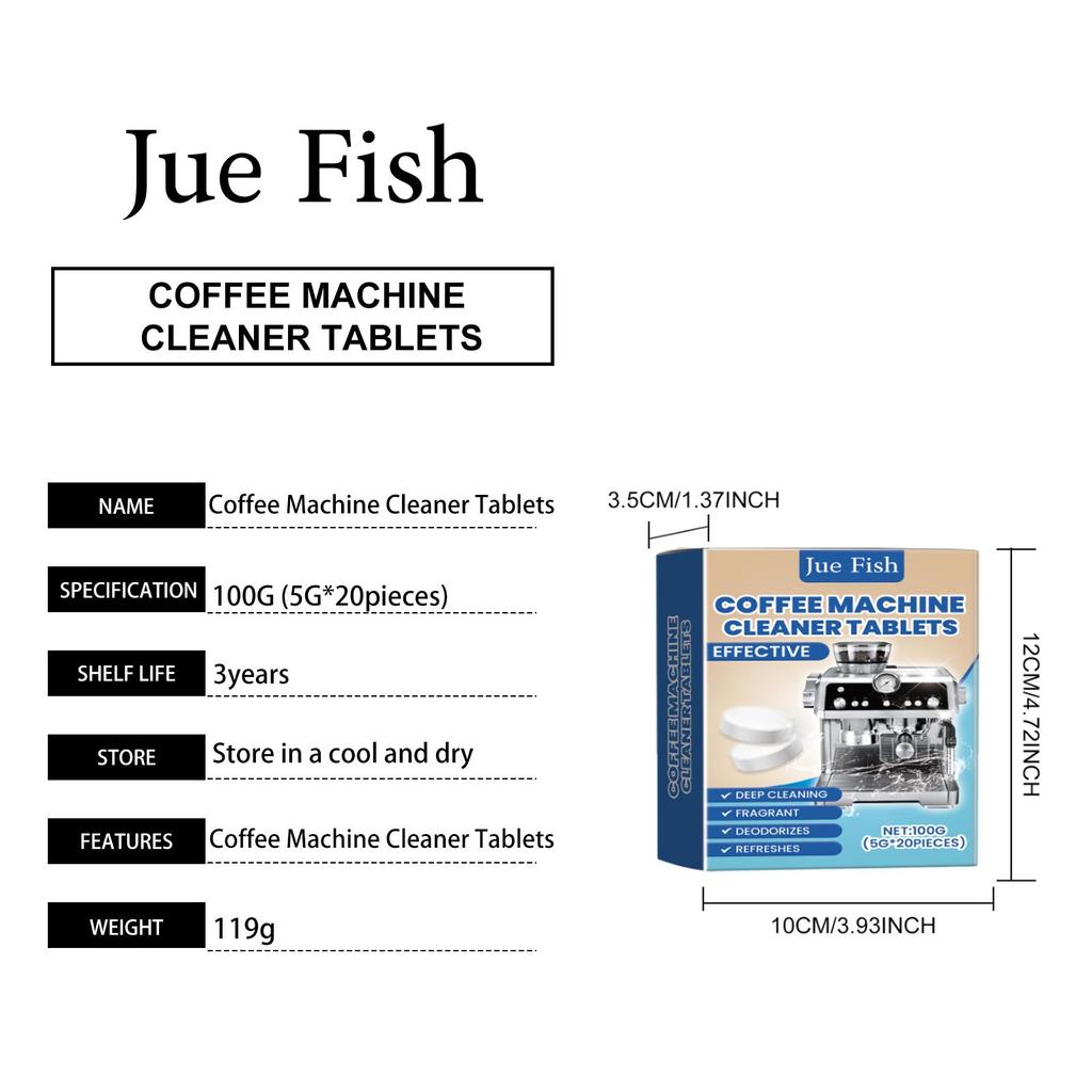Coffee Machine Cleaning Tablets - Effervescent Descaler for Removing Stains & Dirt - Appliance Maintenance & Renewal