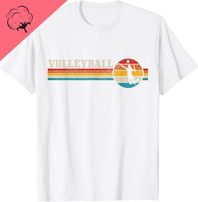 Volleyball Vintage Retro Sports Volleyball Player TShirt Cotton Print Original Design Gifts T Shirts Customizable Ropa Hombre