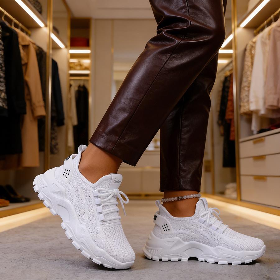 Women s Fashion Breathable Knitted Sports Shoes Spring and Autumn Casual Lightweight Soft soled Walking Shoes 36