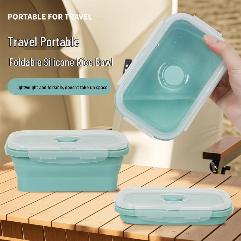 Foldable Outdoor Silicone Cooler Lunch Box - Heat Resistant, Food Grade, Sealed for Freshness
