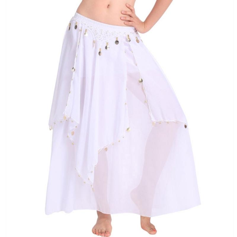 Elastic Waist Belly Dance Skirt With Dangling Coins Loose Design Fashion Costume Accessory For Shows And Parties