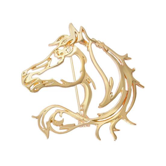 Hollow-Out Horse Brooch Horse Head Brooch Pin Alloy Animal Brooch Clothes Accessory Zodiac Year Gift for Men Women Family Friends