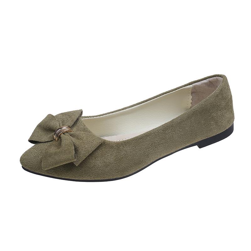 2025 Spring/Autumn Women's Bow Suede Loafers - British Style, Casual, Low-Cut, Plus Size