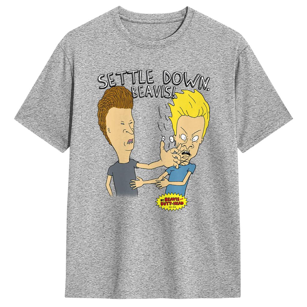 Beavis and ButtHead Settle Down Beavis T Shirt Men Cotton Funny TShirts Crew Neck  Tee Shirt Short Sleeve Clothing 6XL