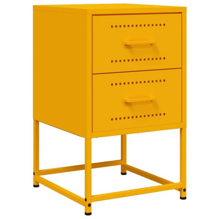 VidaXL Table de chevet jaune moutarde 36x39x60,5 cm acier, armoire, armoire latérale, support de téléphone, table de chevet 846464