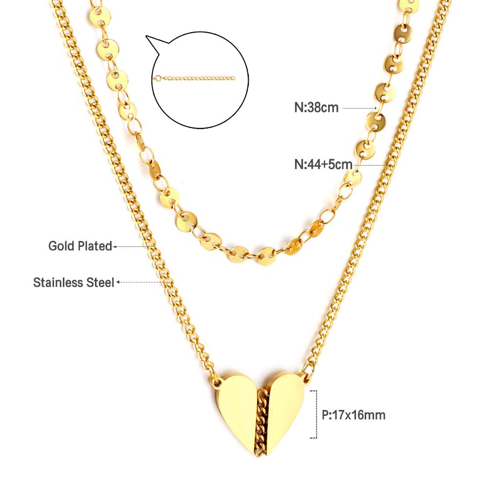 Dainty Shell Jewelry Gold Plated Necklace Women Custom Engraving Pendant Necklace Fashion 316L Stainless Steel Heart Necklaces
