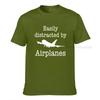 Easily Distracted By Airplanes Funny Pilot Flying Gift Tshirt Cotton Fitness Tight Tees Fitted Male Top Tshirts Slim Fit