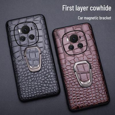 Honor Magic6Pro Leather Crocodile Pattern Protective Case with Bracket