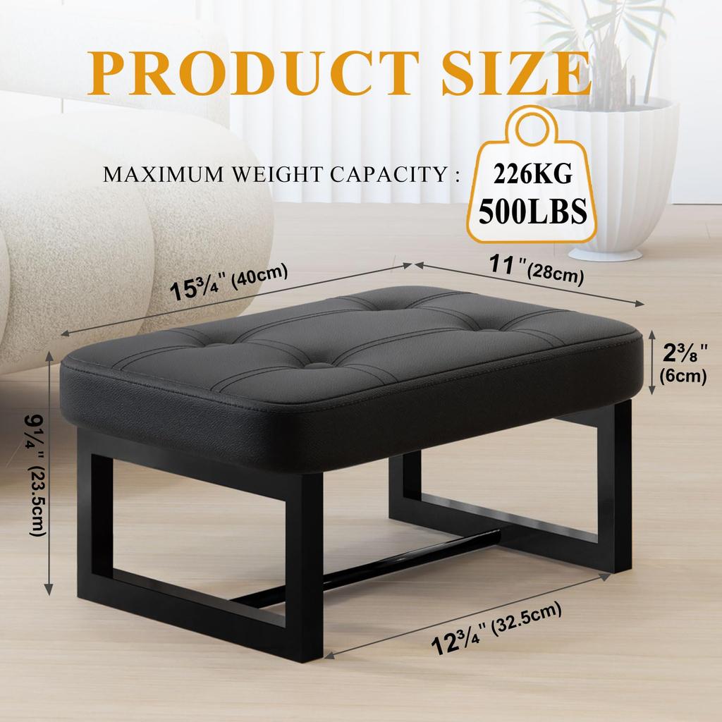 ITsst 250kg Weight Stylish PU Leather Shoe Changing Suitable for Adults and Living and Black Ottoman, Footstool, High-Resilience Leg/Footrest,