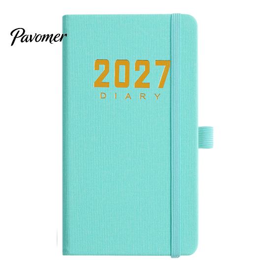 Student Academic Organizer 2027 Daily Planner with PU Leather Cover, A6 Pocket Size Time Management Notebook Agenda, Portable Pen Holder for Efficient