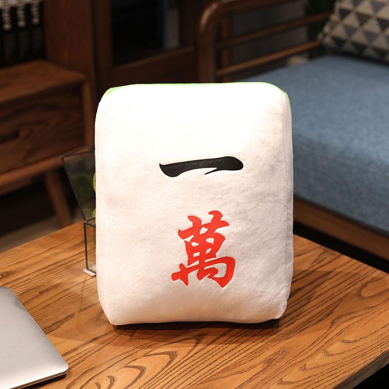 New 1pc Creative Mahjong Pillow Cushion Chinese Plush Toy Car Chair Backrest Mahjong Dice Funny Nap Pillow Sofa Home Decor Gift