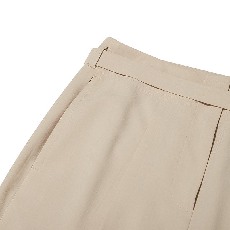 Kirsh Collection Belt Point Double-Pleat Pants [Beige]