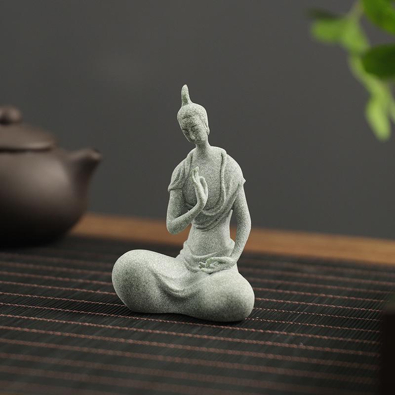 Qing Sha Shi Zen Kuzey Wei Budist Heykeli: Bonsai veya Mikro Peyzaj için Yaratıcı Taş Oymalı Süs.