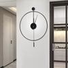23.6in Classical Large Decorative Wall Clock with Pendulum,Modern Non-Ticking Silent Metal Wall Clocks for Living Room Low Noise