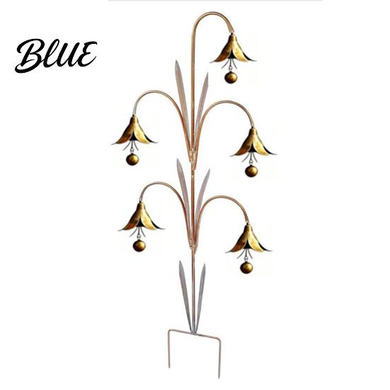 Decorative Metal Floral Bells Bluebell Flower Wind Chime Stake Iron Garden with Ground Artistic Balcony Hanging Accents Rustic Bell Outdoor