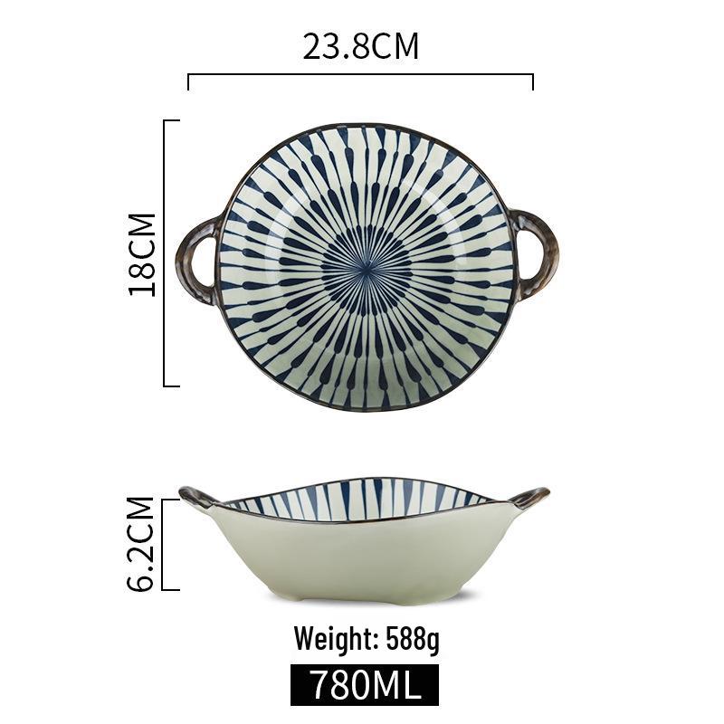 

Double-Eared Ceramic Soup & Salad Bowl with Anti-Scald Handles