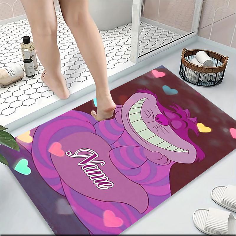 Custom Name Cheshire Cat Hearts Theme Carpet Rug Customizable Soft Washable Anti-Slip Home Living Room Sofa Mats Personalized Rug. 0909416