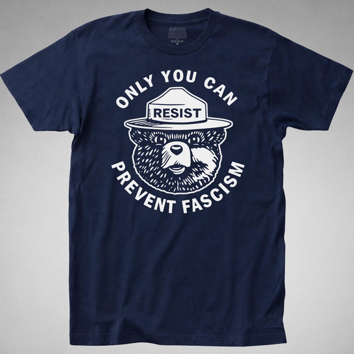 SMOKEY RESIST BEAR T Shirt only you can prevent fascism protest national park XXL