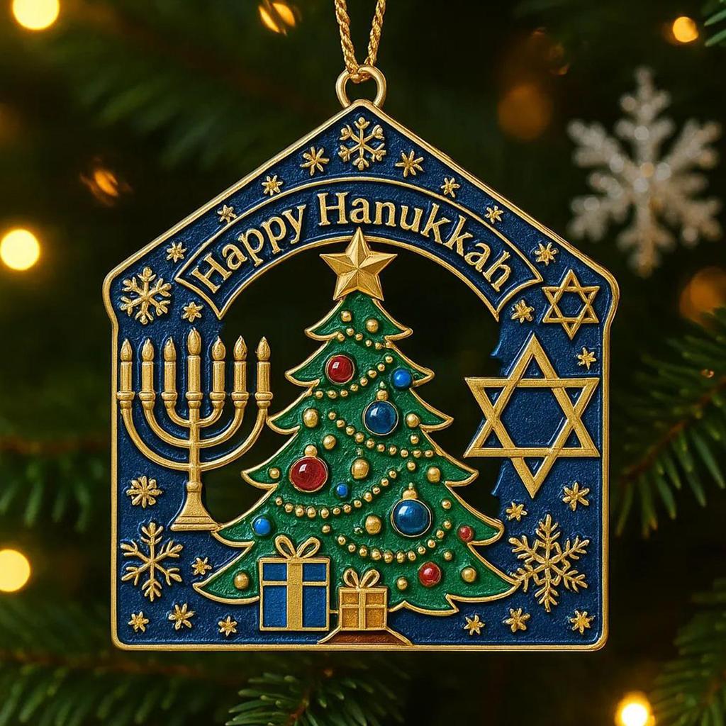 2D Hangable Acrylic Hanukkah Pendant Classic Holiday Christmas Hanukkah Decoration For Windowsill Door Wall Living