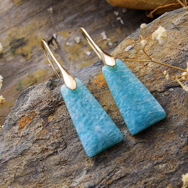 Bohemian geometric pendant earrings, popular natural stone jewelry in Europe and America