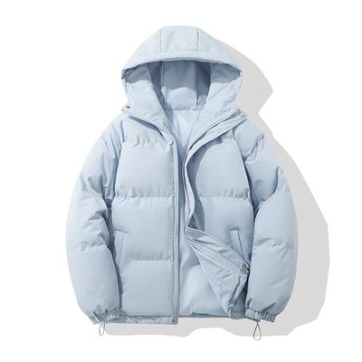 Autumn Winter Warm Puffer Jacket Women High Neck Hooded Zipper Design Cotton-Padded Coat Warm Couple's Bread Jacket