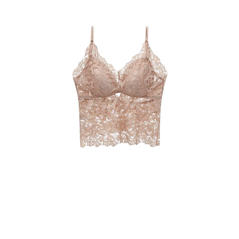 Women's Lace Bralette Camisole With Built-in Padded Bra, Spaghetti Strap Backless Tank Top For Summer Layering