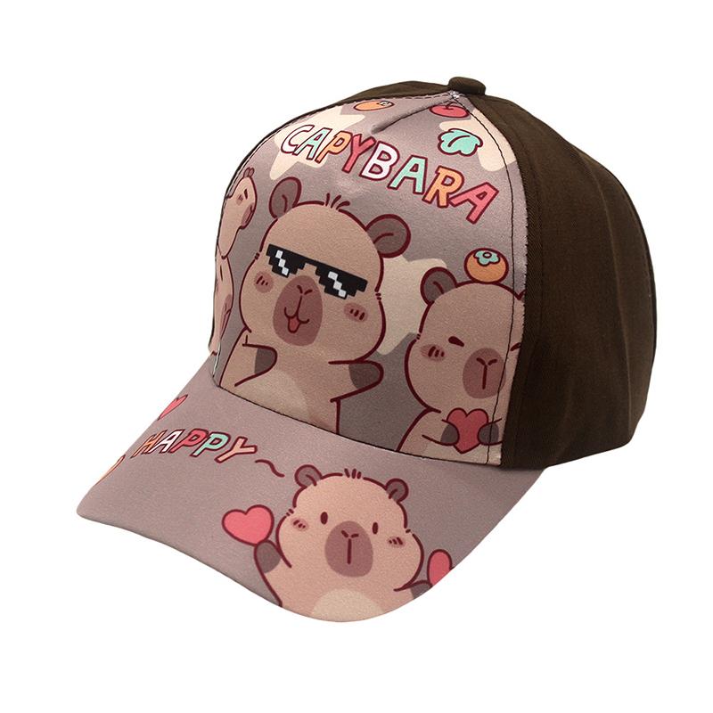 Cartoon Printed Capybara Children Baseball Hat Fashion Versatile Hat For Boys Girls Cute Outdoor Sunshade Peaked Cap Gifts