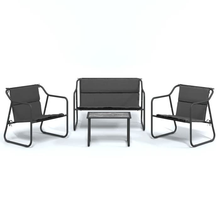 VidaXL Salon de jardin avec coussins 4 pcs anthracite acier, ensemble de salon, ensemble de salon extérieur, ensemble de 3186934