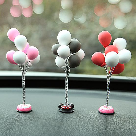 Colorful Balloons Car Decorations Cute Mini Cartoon Car Creative Ornaments Car Accessories for Girls Dashboard