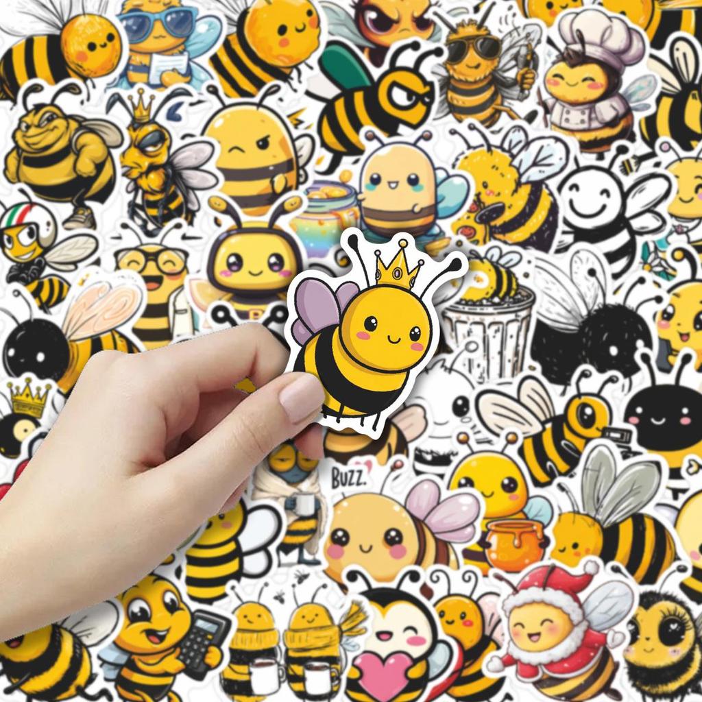 50 New Bee Cartoon Graffiti Stickers for Kids - Planner, Phone Case, Notebook Decals