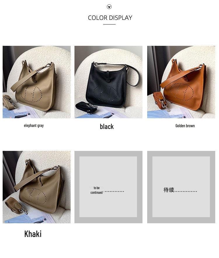 Genuine Leather Evelyn Crossbody Tote - Women's Cowhide Bag with Wide Shoulder Strap