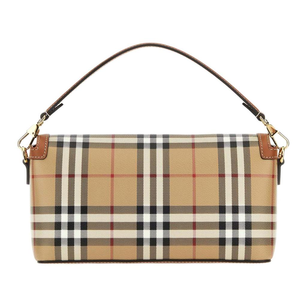 Burberry Vintage Check Leather Top Handle Bag, Luxury Gold-Tone Hardware Convertible Crossbody Handbag for Women, Daily Commute & Evening Out 81097871