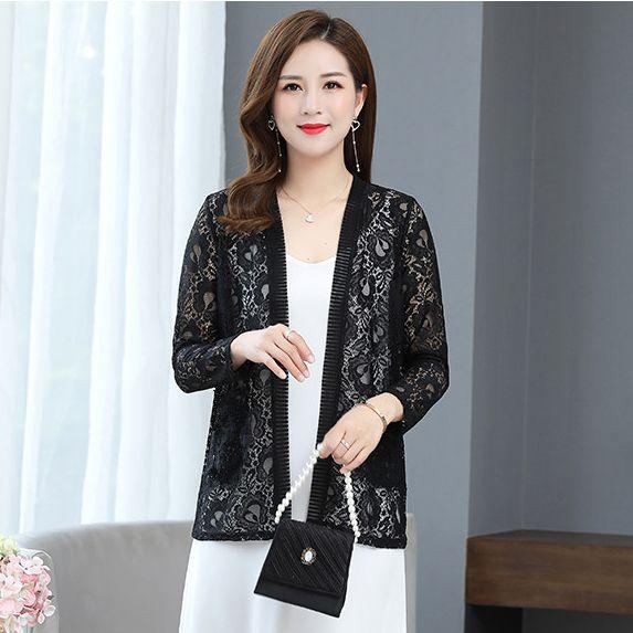 Female Long-sleeved Sun Protection Clothes Air Conditioning Shirts Summer New Women Loose Openwork Lace Cardigan Thin Coat