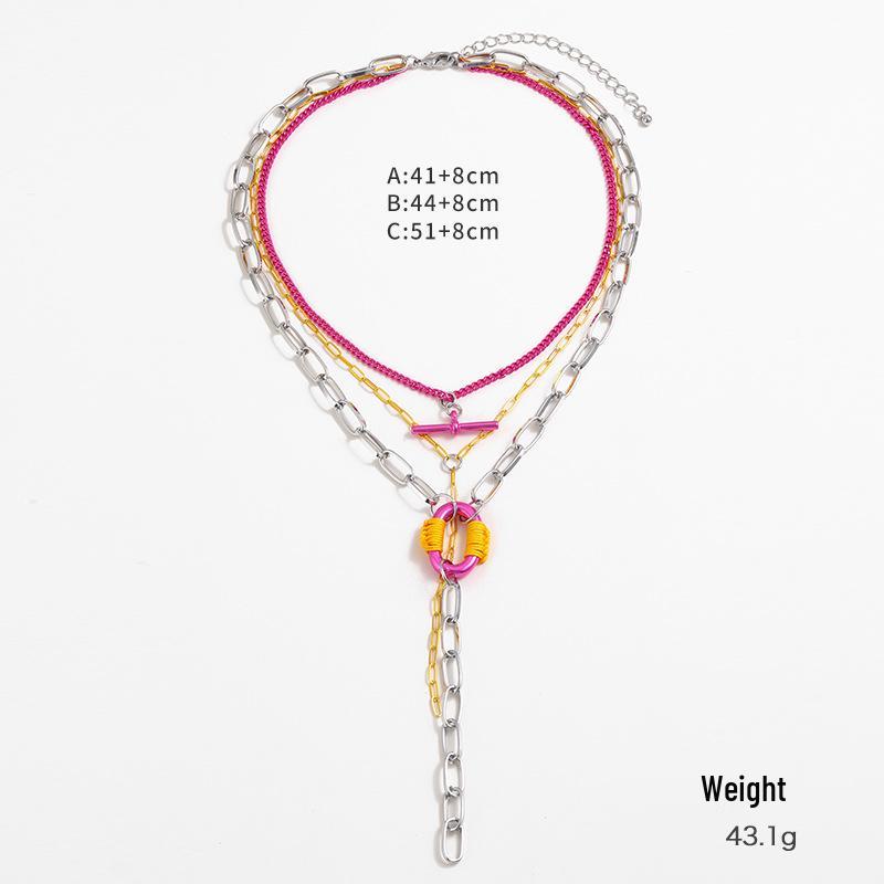 Kenjie Autumn/Winter Exaggerated Electrophoresis Layered Necklace for Women - European & American Cross-Border Fashion