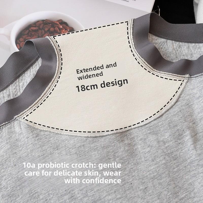 Große Größe Damen Frühling Herbst Reine Baumwolle Nahtlos Vollumwickelnd Mittlerer Oberschenkel Niedrige Taille Gerades Bein Unterwäsche