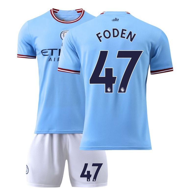 2223 Manchester City Home Football Shirt Set No. 17 De Braunet 9 Harland 47 Forden 7 Sterling