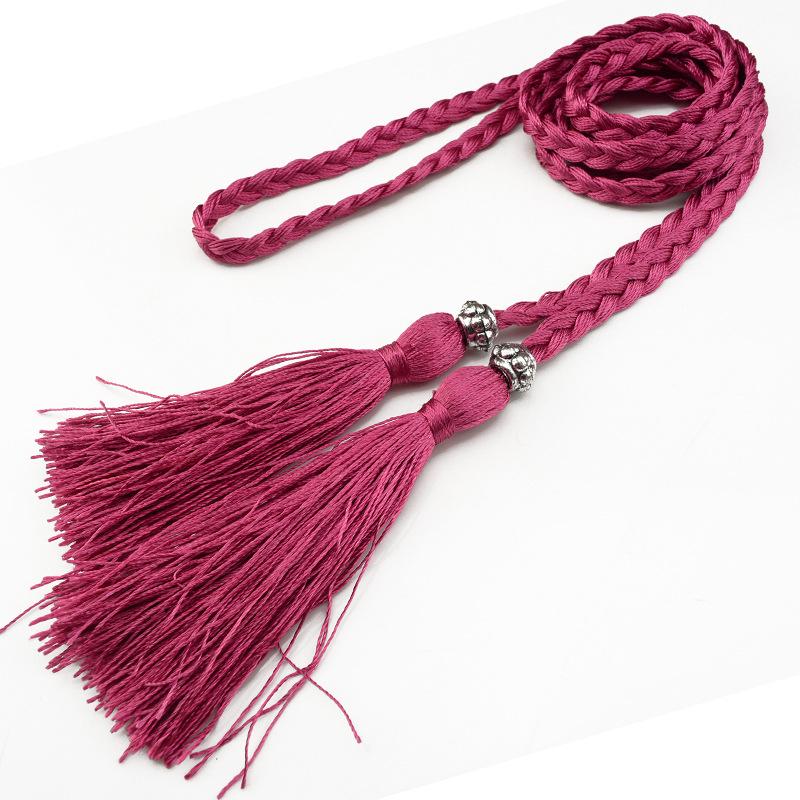 Damesleren riem in Koreaanse stijl met strik en kwastje tailleketting