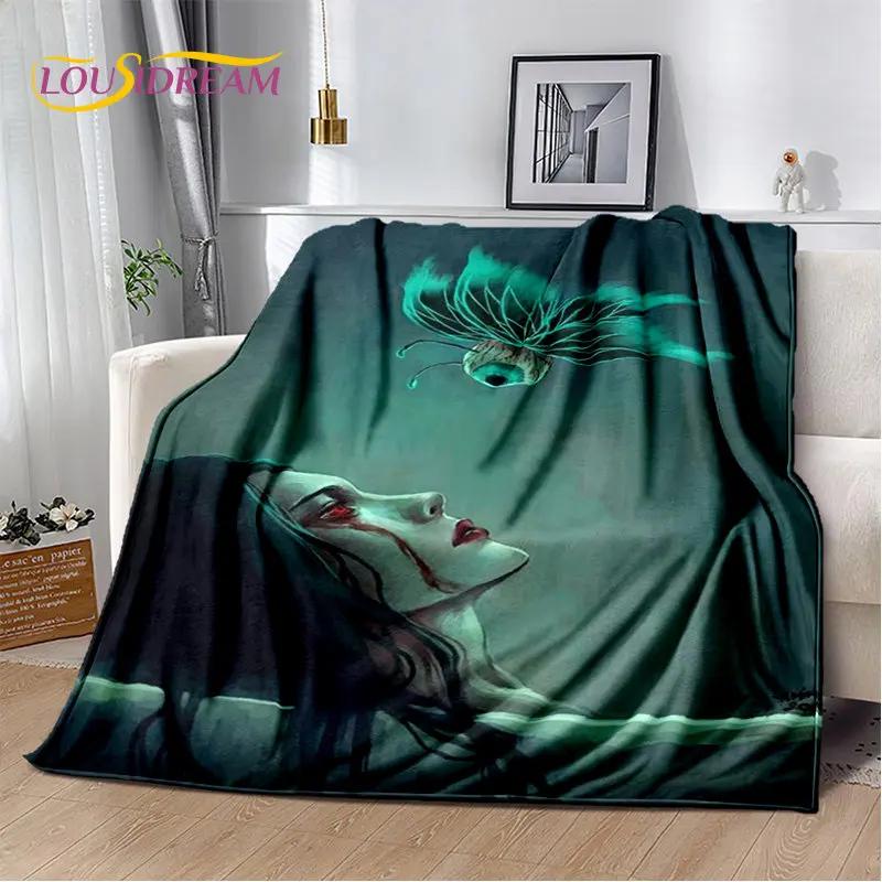 D Gothic Horror Ghost Skull Soft Plush Blanket Flannel Throw for Living Room Bedroom Bed Sofa Picnic Cover Kids
