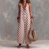 2026 European and American New Summer Cross-border Retro Polka Dot V-neck Loose Polka Dot Jumpsuit Sleeveless Straight Jumpsuit