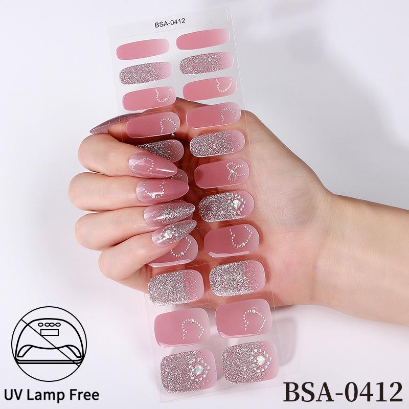Gel nail sticker waterproof French polka dot gradual change no bake gel nail sticker GEL NAIL